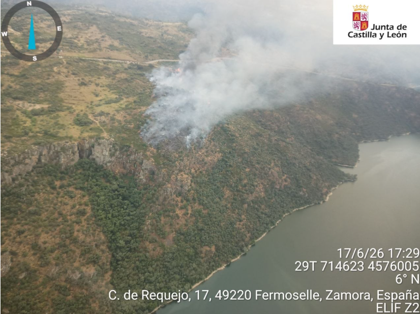 Estabilizado un incendio forestal en Fermoselle interviniendo 22 medios de extinción