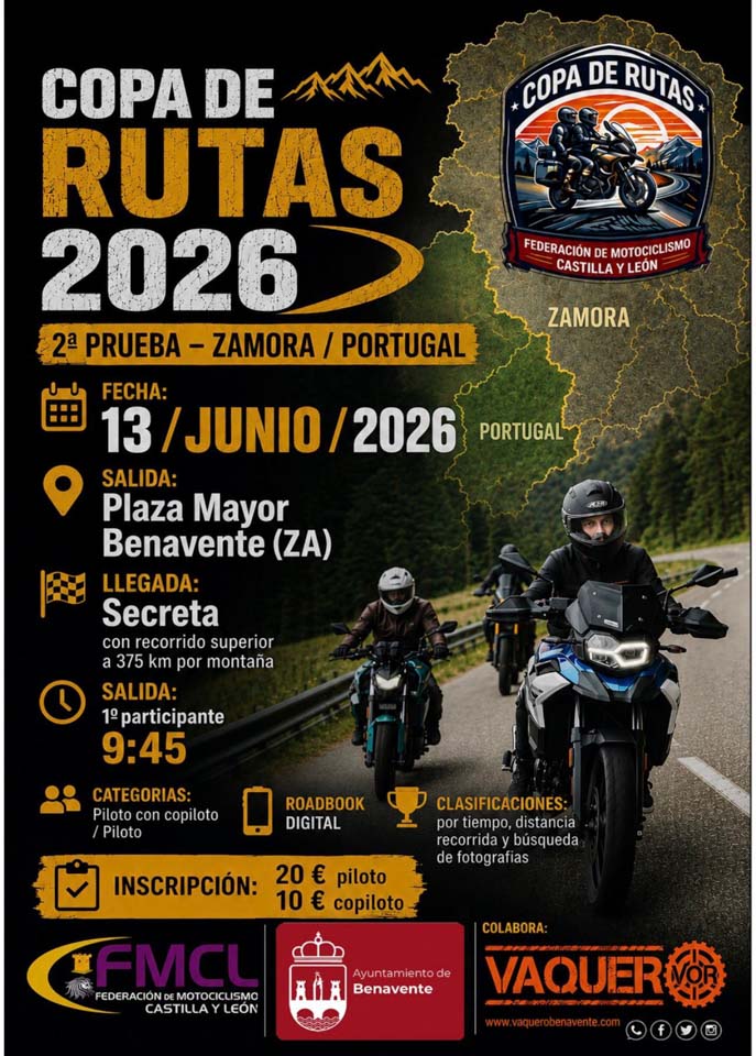 Este sábado Benavente punto de partida de una prueba motociclista de 375 Km. con llegada a un sitio secreto