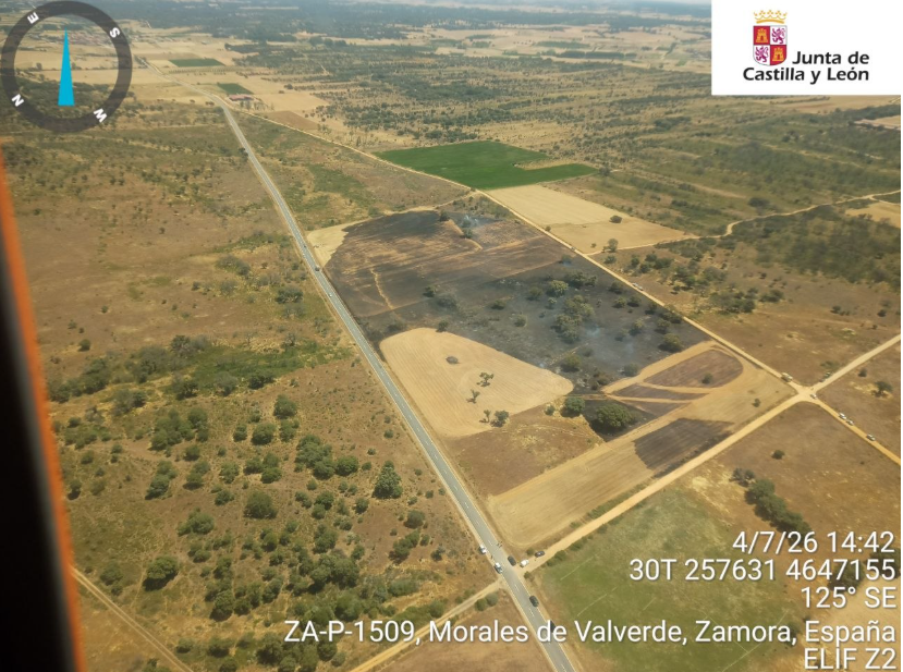 Estabilizado un incendio en Santa María de Valverde con siete medios de extinción en la zona