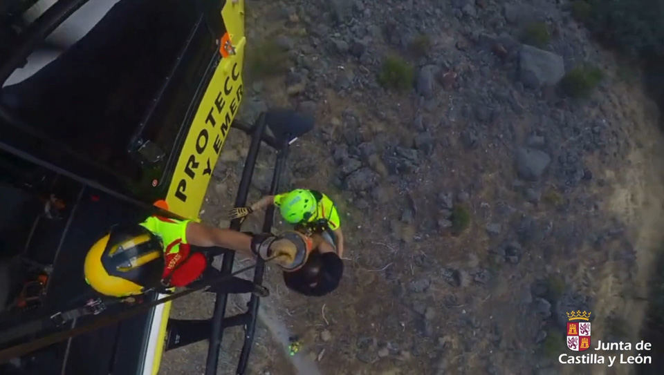 Rescatado un joven lesionado en el cañón del río Tera tras una compleja operación aérea coordinada por el 1-1-2