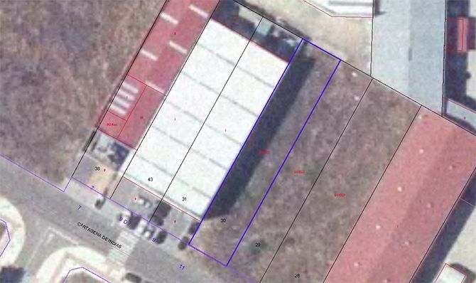 Imagen de la parcela acotada por el margen azul. (Catastro)